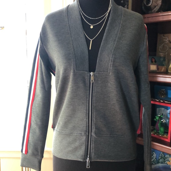 Gray Stretch Cotton Zip Jacket - Picture 3 of 4